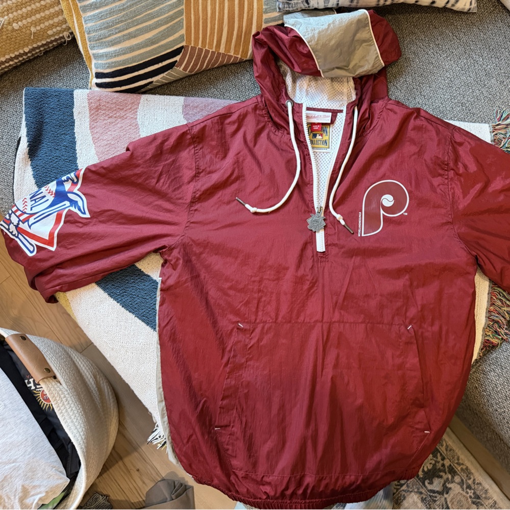 Mitchell & Ness Philadelphia Phillies Maroon Anorak/Windbreaker with Logo
